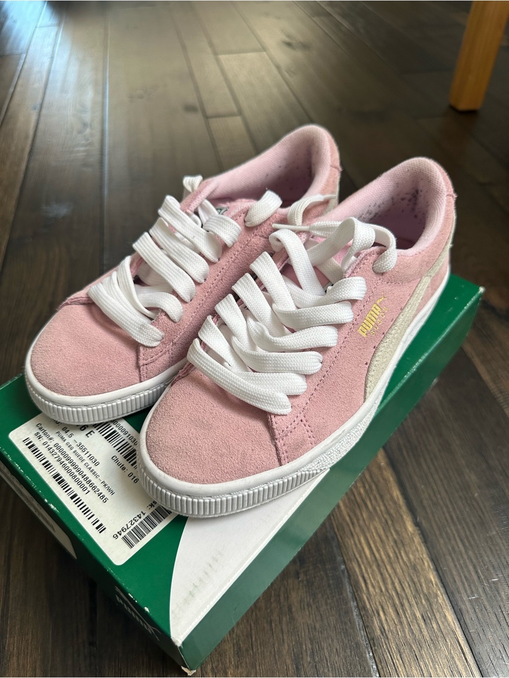 PUMA Pink Suede Sneakers with White Accents